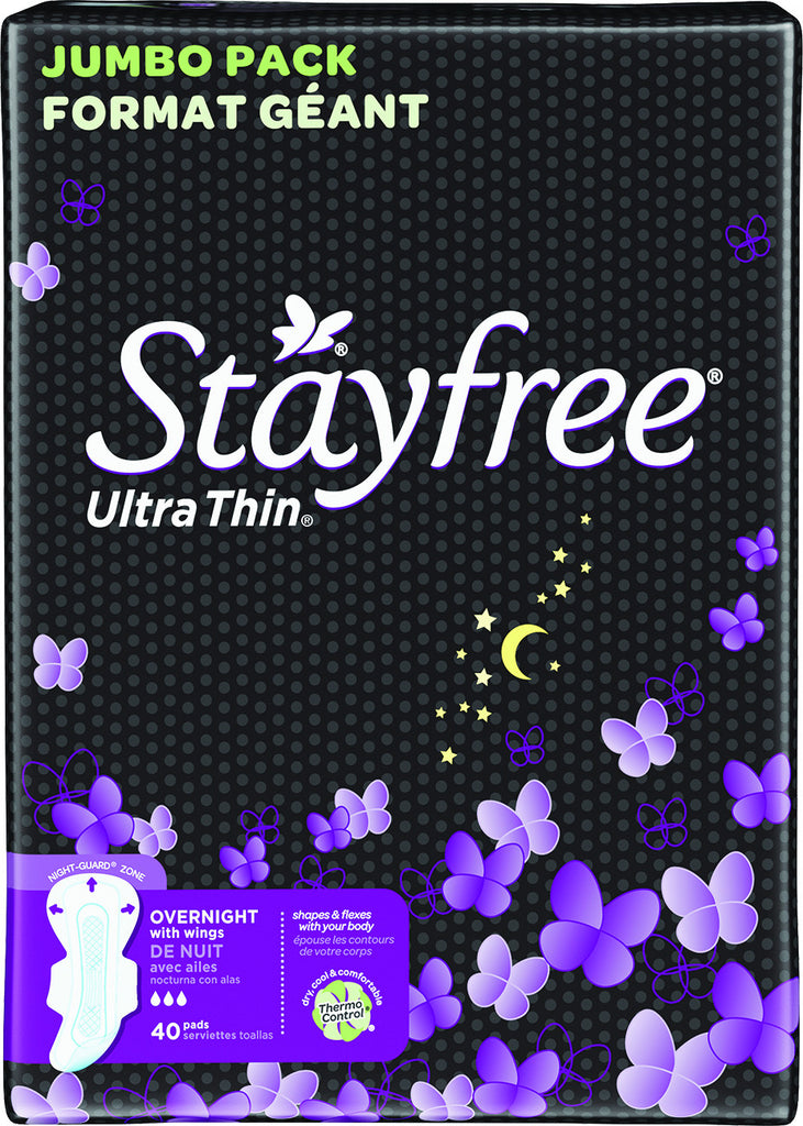 STAYFREE® Ultra Thin Pads Overnight with Wings